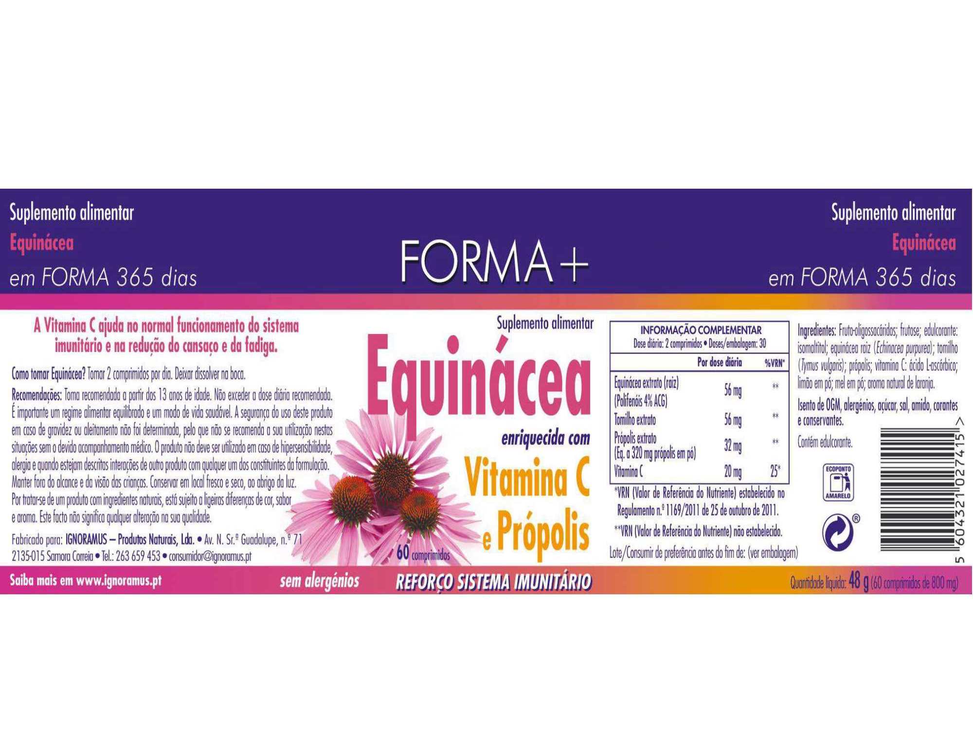 SUPLEMENTO FORMA  EQUINÁCEA E PROPÓLIS 60 COMP