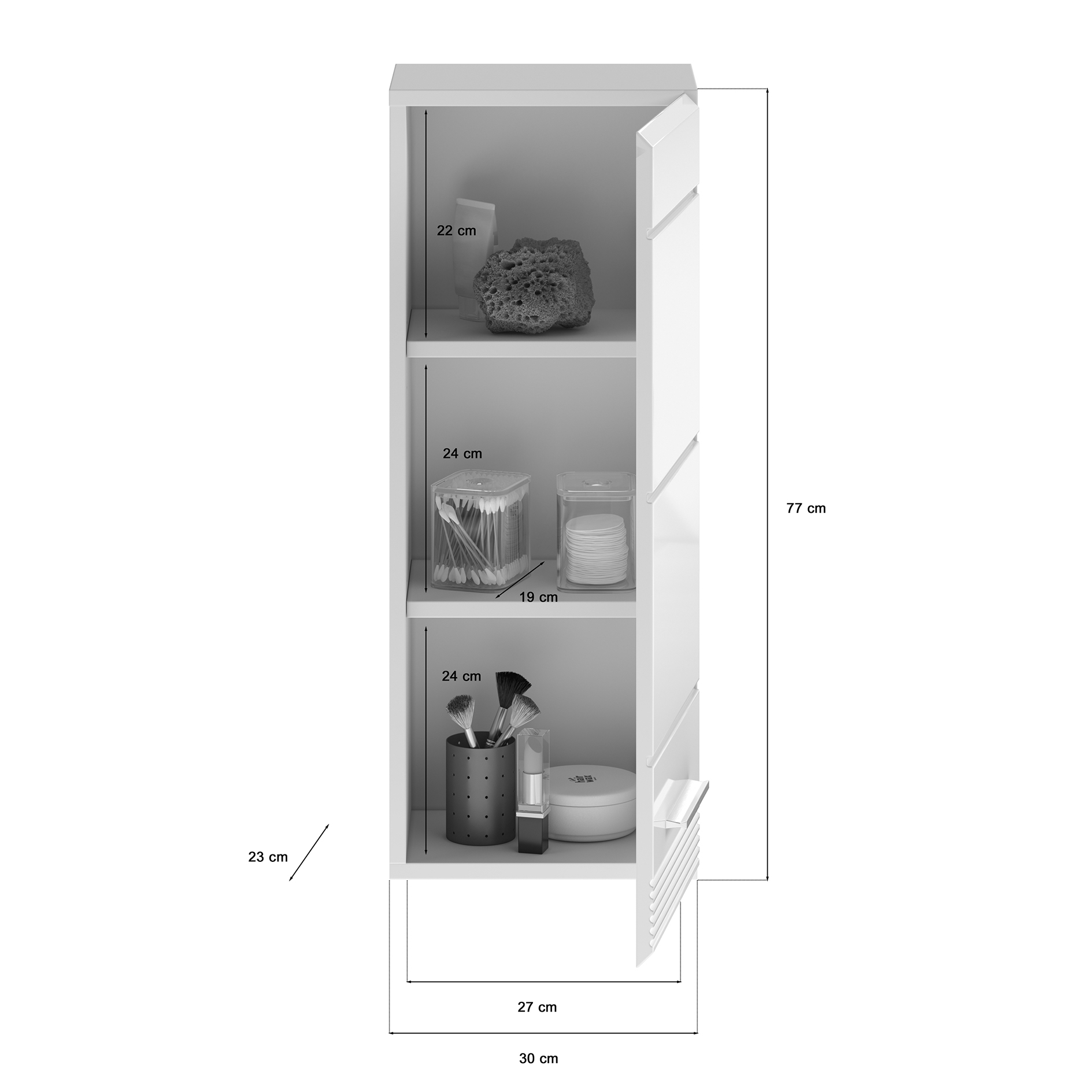 Hängeschrank LINUS - weiß Hochglanz - 30 cm
