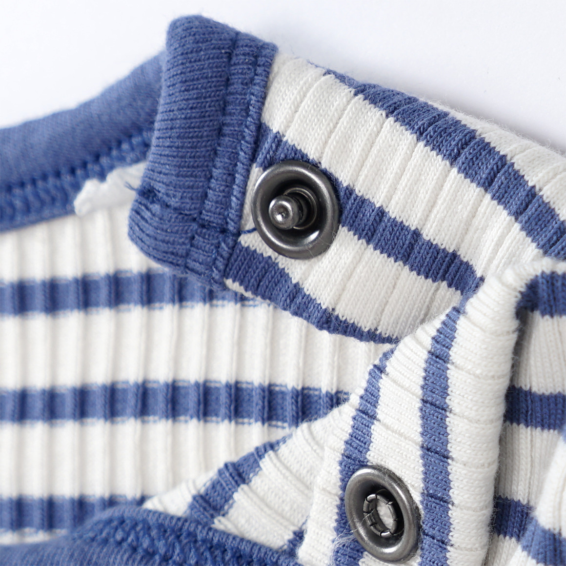 Topomini Pure Collection Baby Langarmshirt mit Rippstruktur weiss / dunkelblau