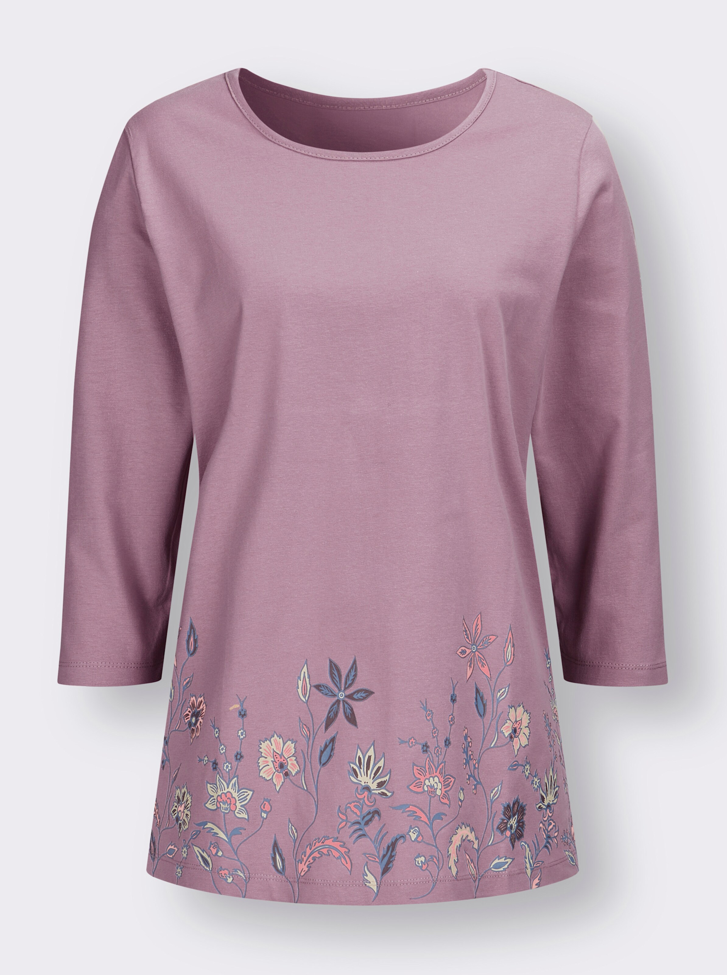34-Arm-Shirt mit Bordüren-Druck
