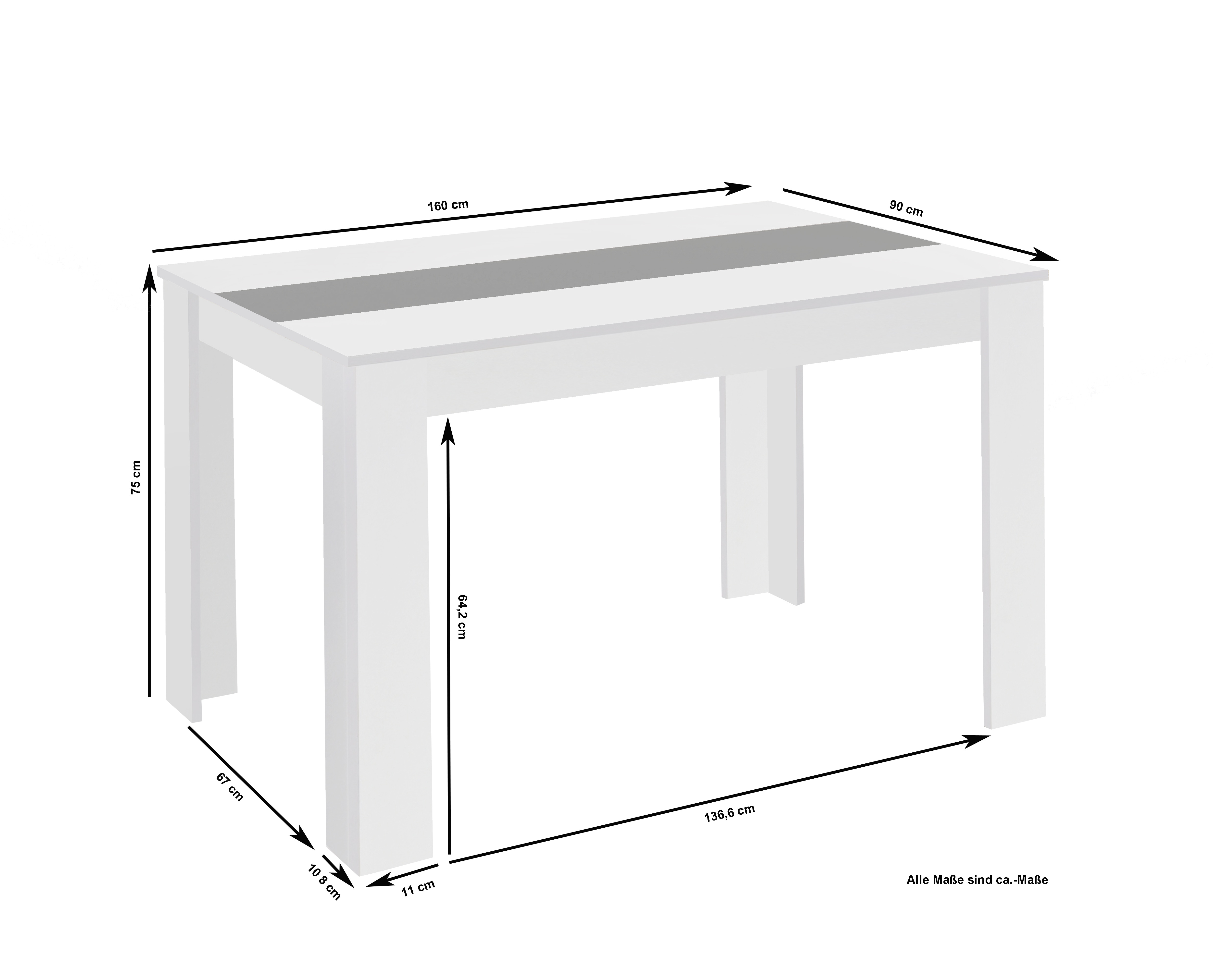 byLIVING Esstisch NORI, Breite 160 cm, Artisan Eiche (Eiche-Optik)/schwarz