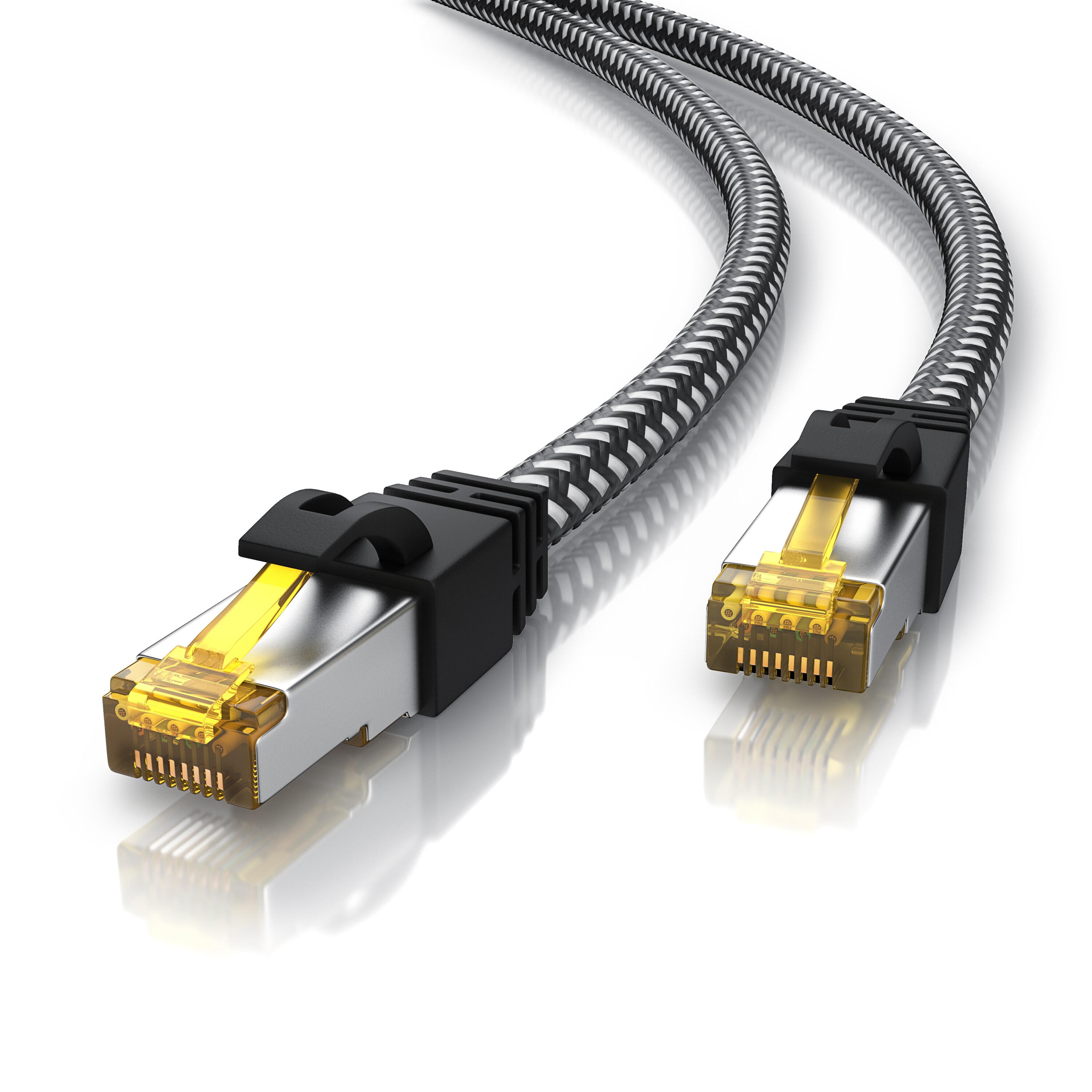 Primewire Patchkabel CAT 7 Rohkabel mit Baumwollummantelung- Gigabit Ethernet LAN Kabel - 10 Gbit/s - S/FTP PIMF Schirmung - Netzwerkkabel - 15m