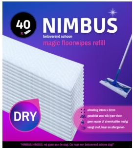 Nimbus Magic Floorwipes Refill 28 x 22 Cm 40 Stuks