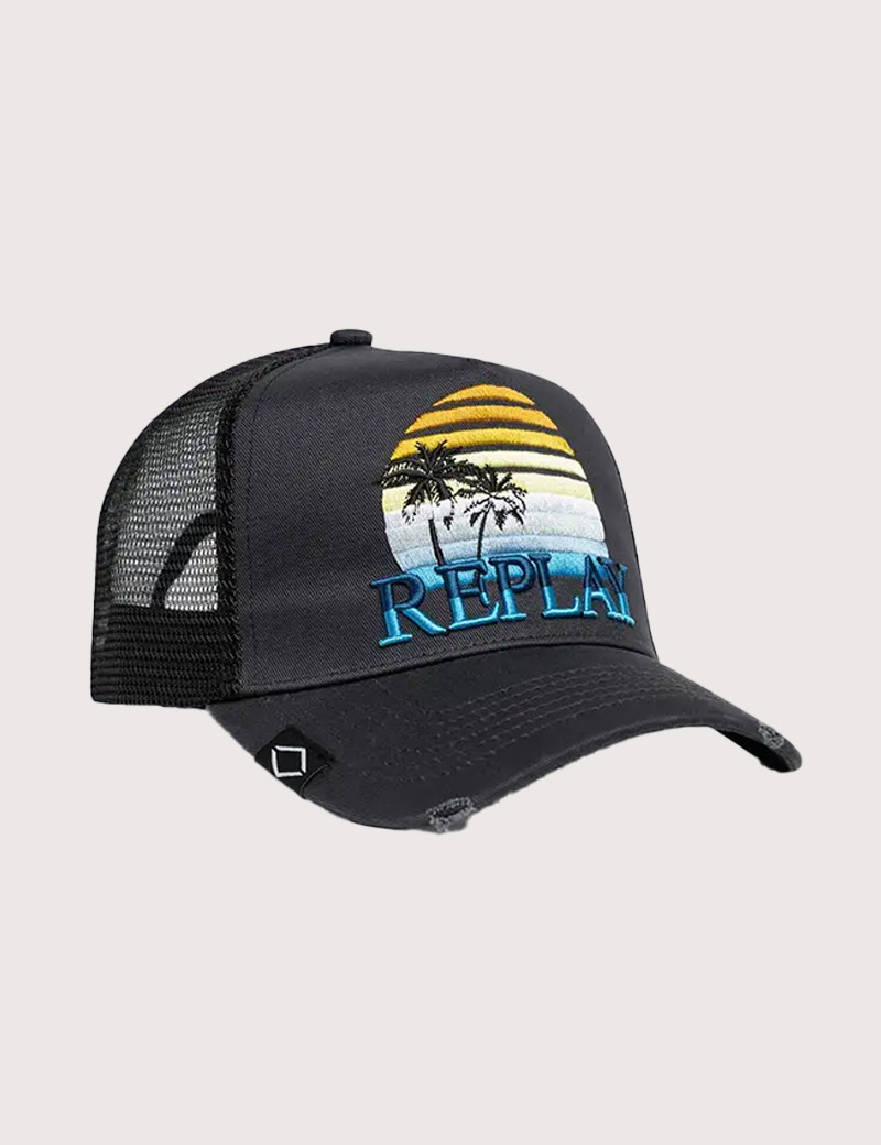 REPLAY CASQUETTE LOGO BICOLORE ANTHRACITE