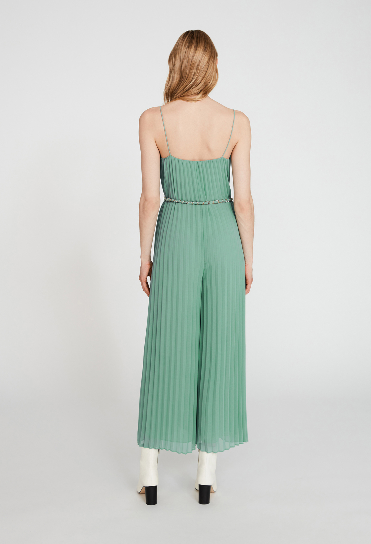 Combi-pantalon plissee &agrave; bretelles