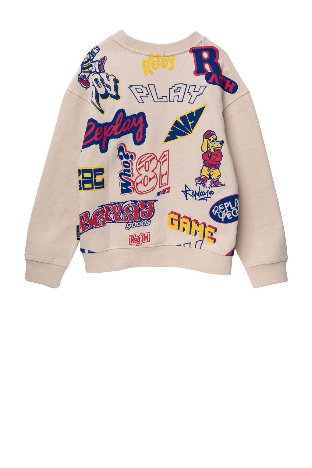 REPLAY sweater met backprint beige