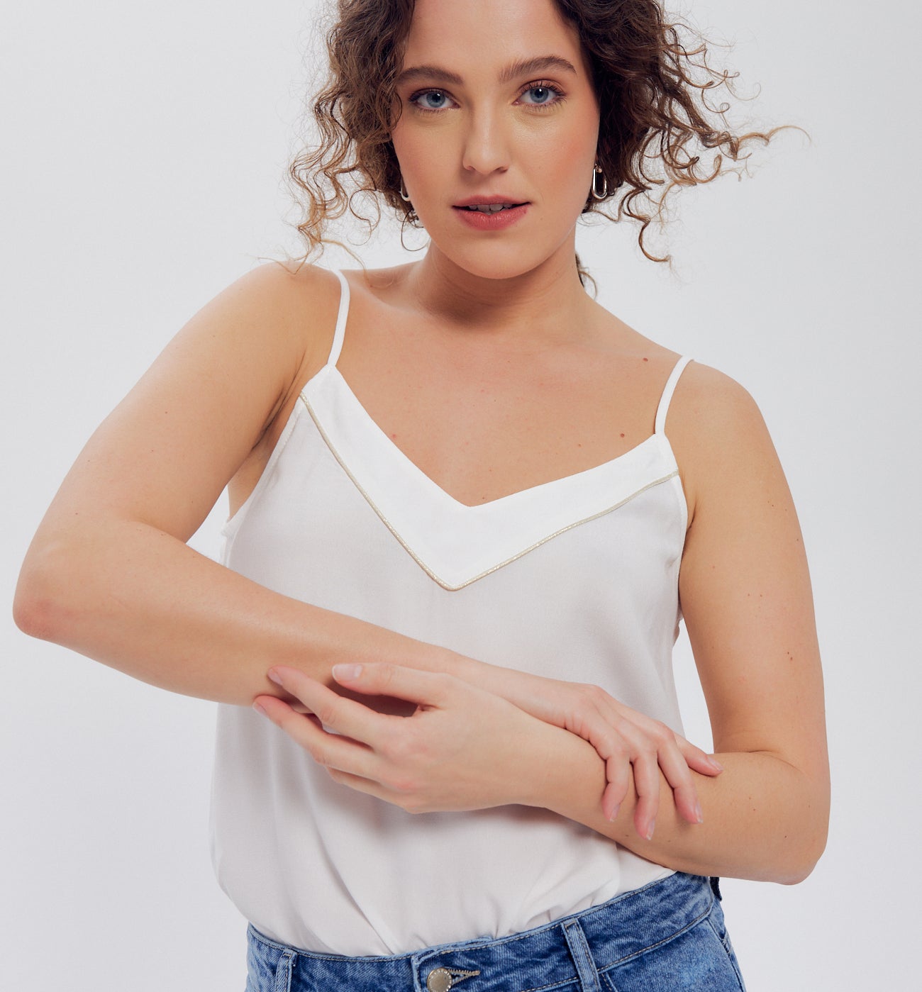 Top à fines bretelles Femme - Ecru