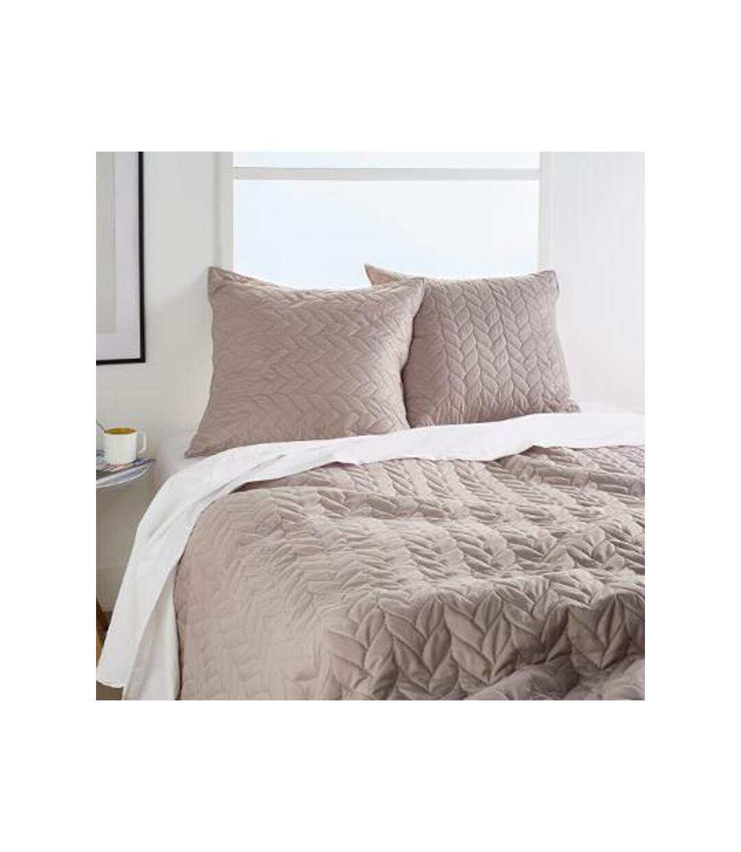 Dessus de Lit & 2 Taies Tréssé 240x260cm Beige