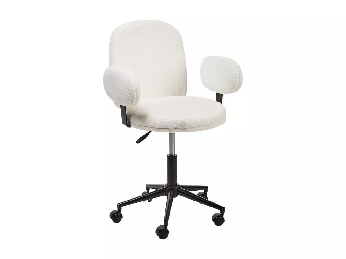 Chaise de bureau MORAGA Bouclé Blanc cassé