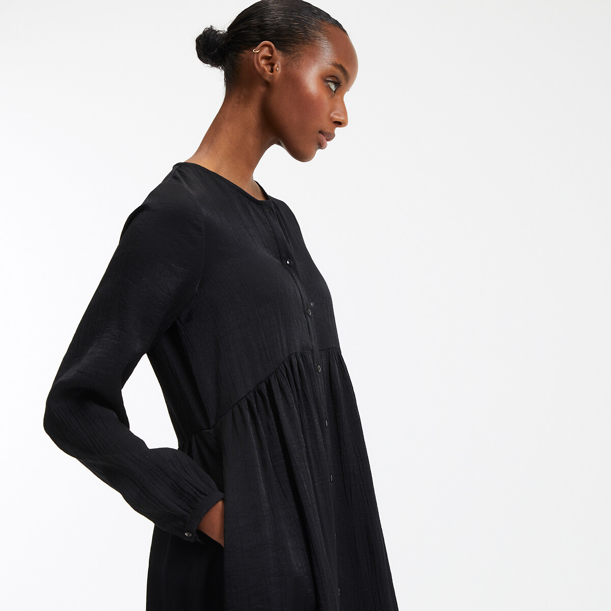COLEÇÕES LA REDOUTE<br>Vestido longo, mangas compridas. Assinatura SUZIE
