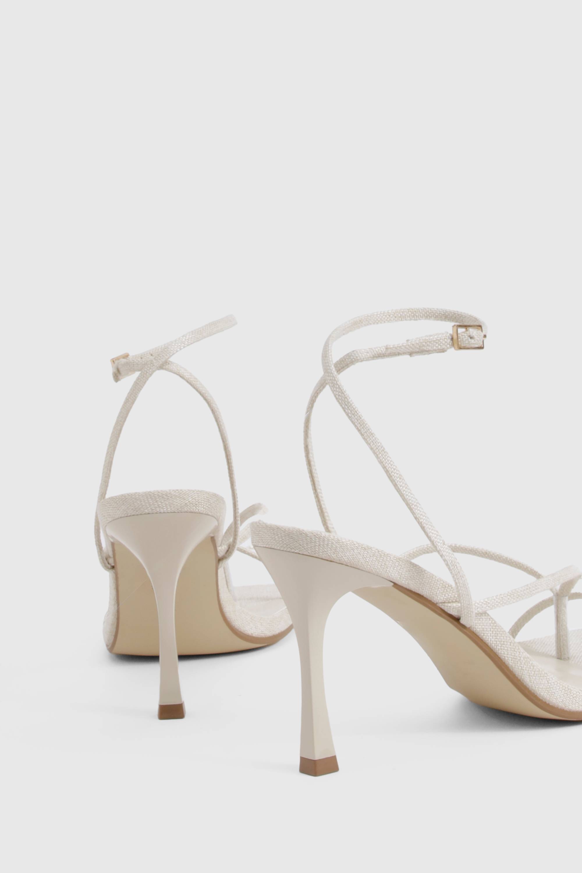 boohoo Talons compensés en lin à bride ouverte pour orteils larges