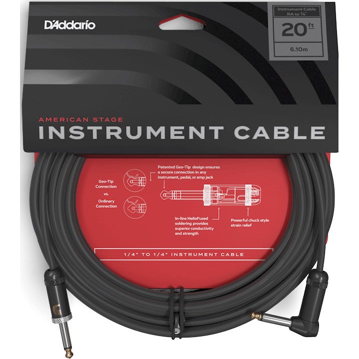 D'Addario AMSGRR-20 American Stage instrumentkabel jack recht-haaks mono 6m