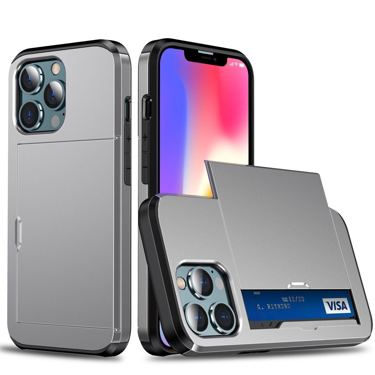 Hülle Handy Schutz für Apple iPhone 13 Pro Max Case Cover Tasche Etuis Grau Neu