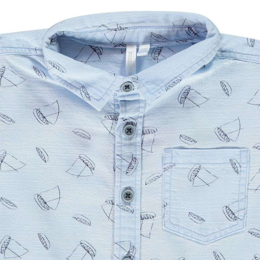 Ensemble chemise imprimé bateaux et bermuda en toile pour bébé garçon - Bleu marine