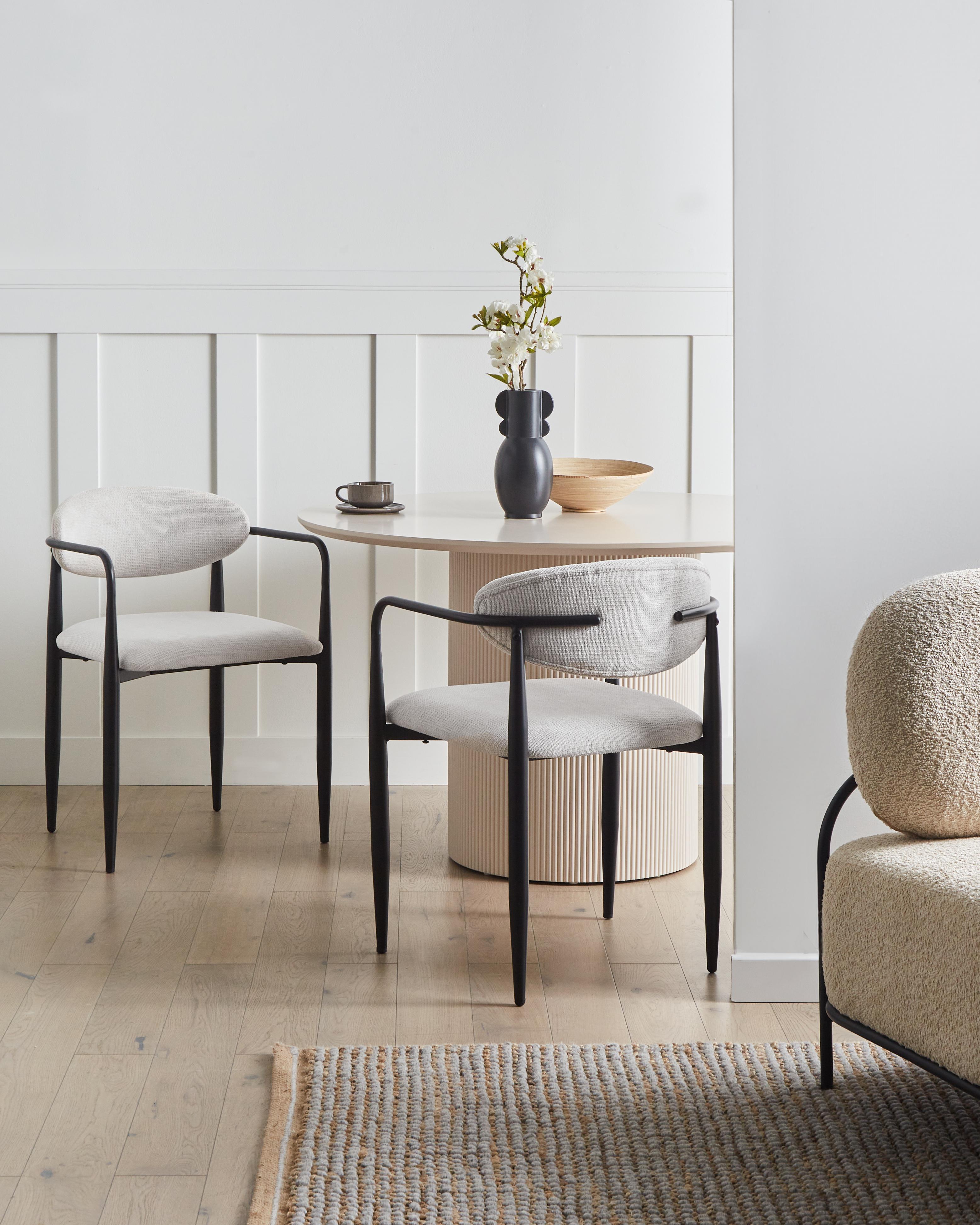 Set van 2 eetkamerstoelen TANEVIK Stof Gebroken wit