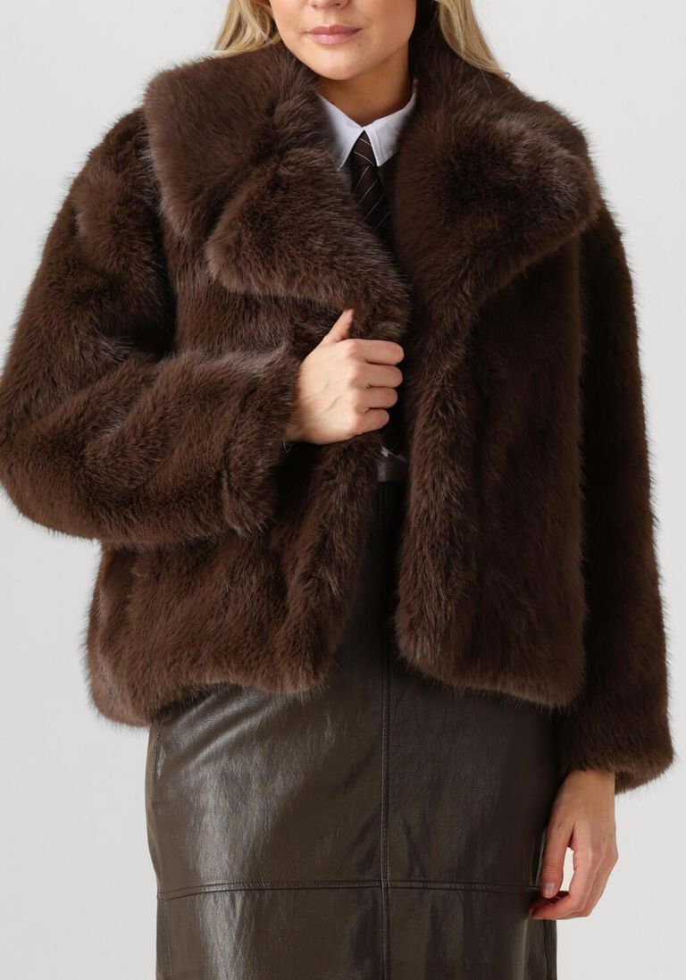 bruine alter ego faux fur jas novi