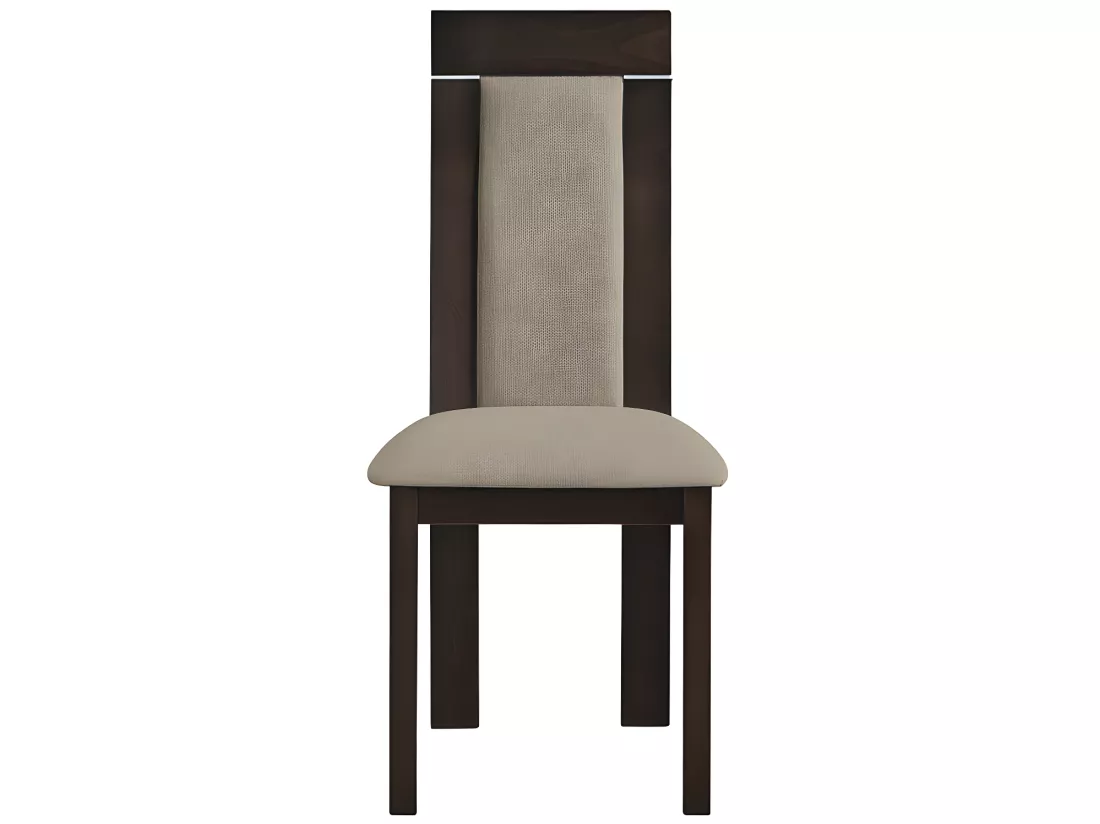 Lot de 6 chaises BELINDA - Hêtre et tissu - Coloris : Noyer et Beige