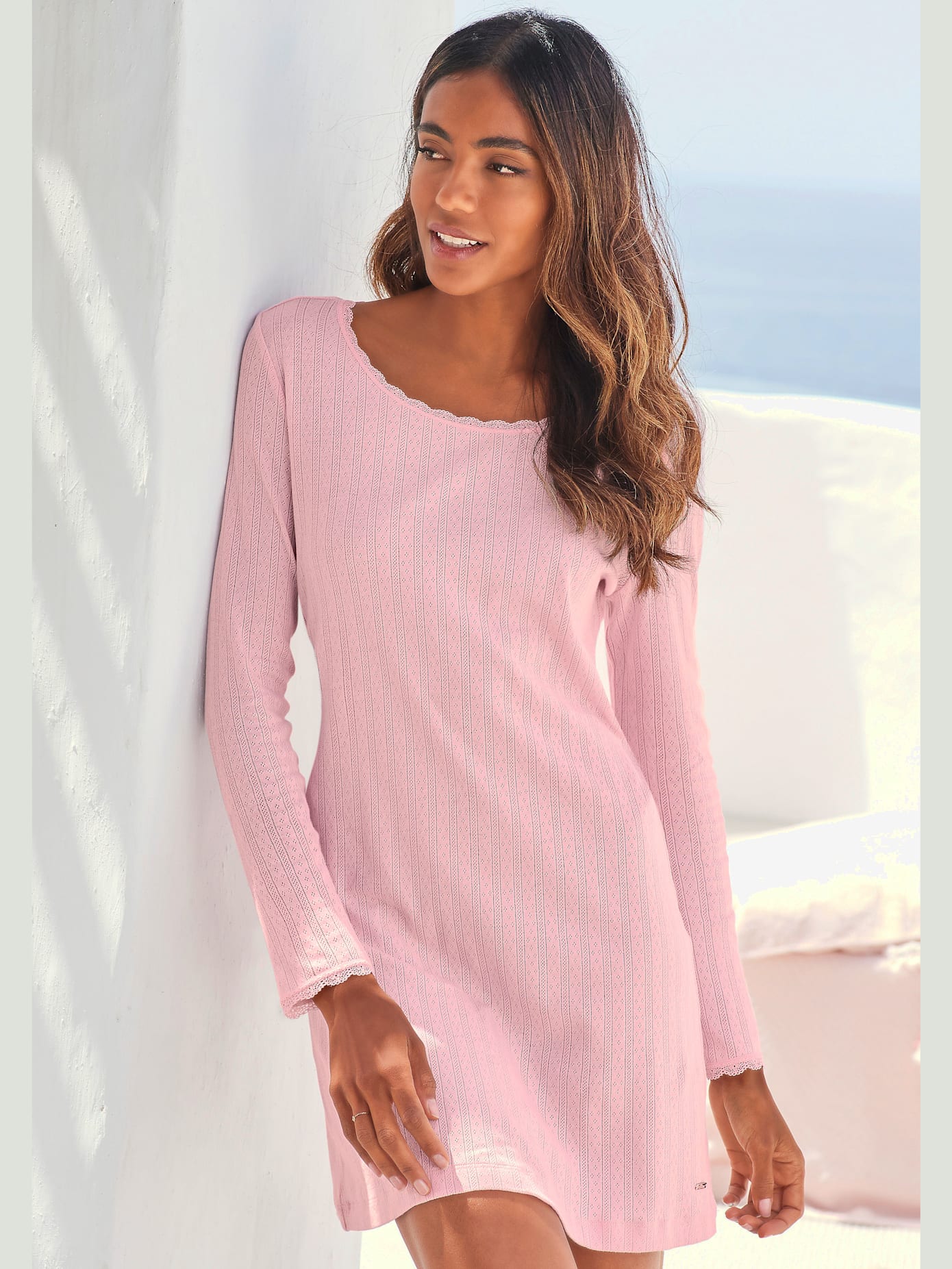 Chemise de nuit courte fantaisie en tricot jacquard