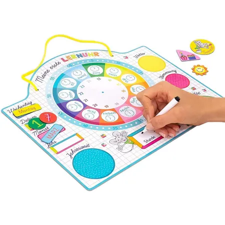 Trendhaus Magnetische Kinder-Kalenderuhr, Lerntafel inkl. Lernuhr