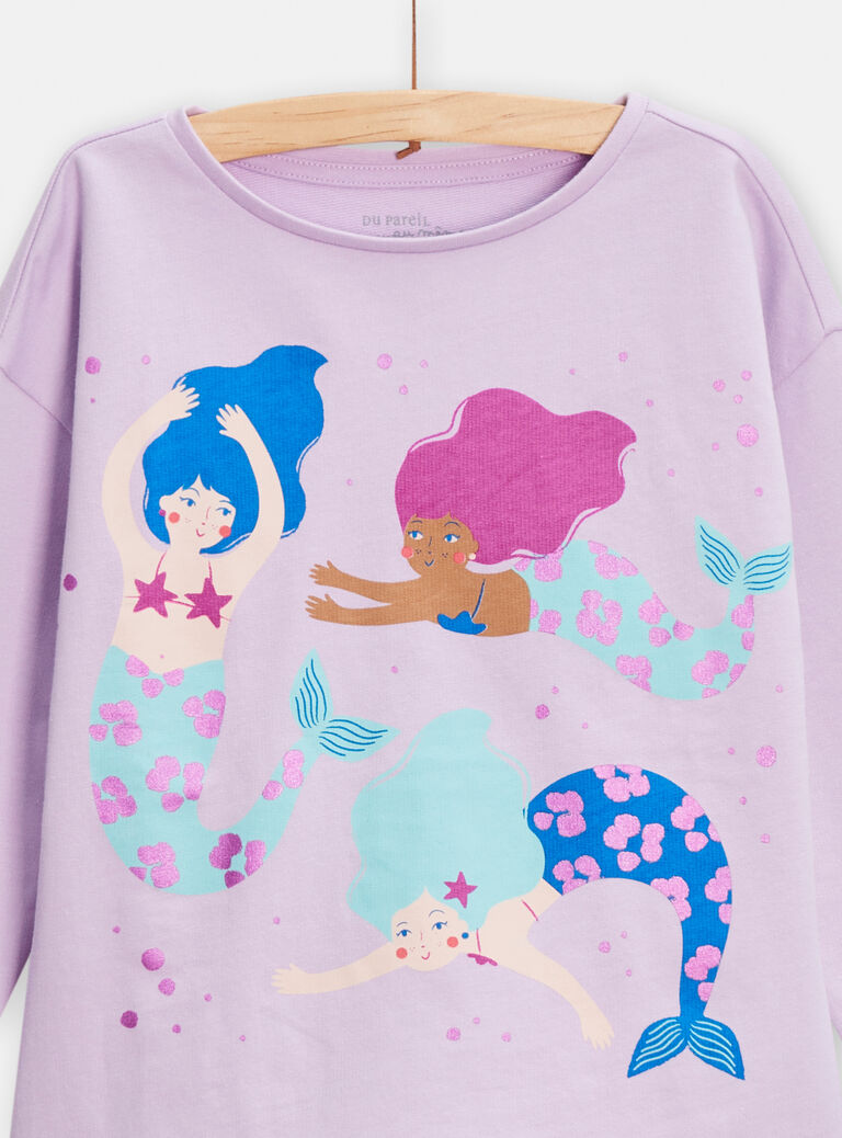 Pyjama violet animation sirènes pour fille