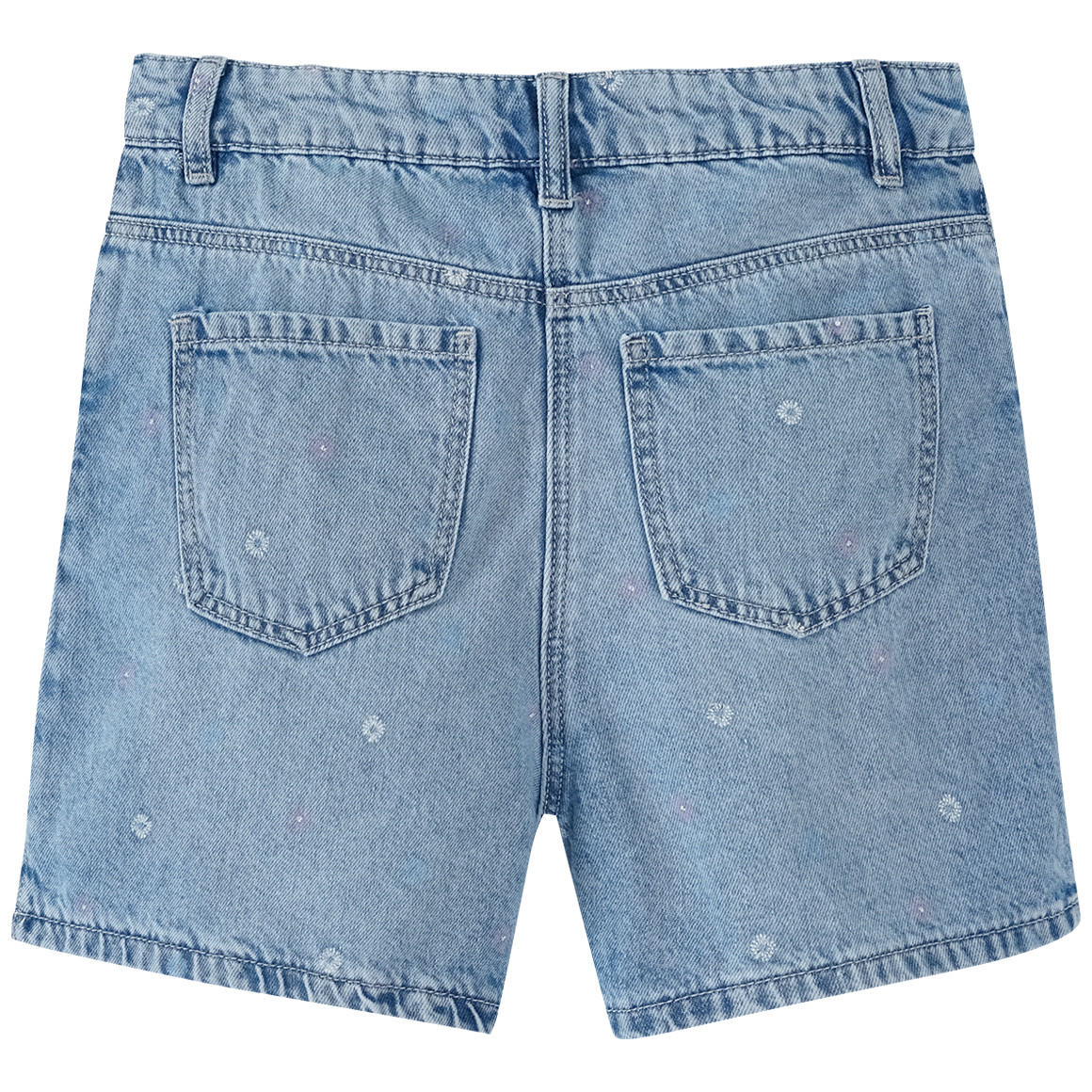 Yigga Mädchen Jeansshorts mit Blümchen-Print hellblau