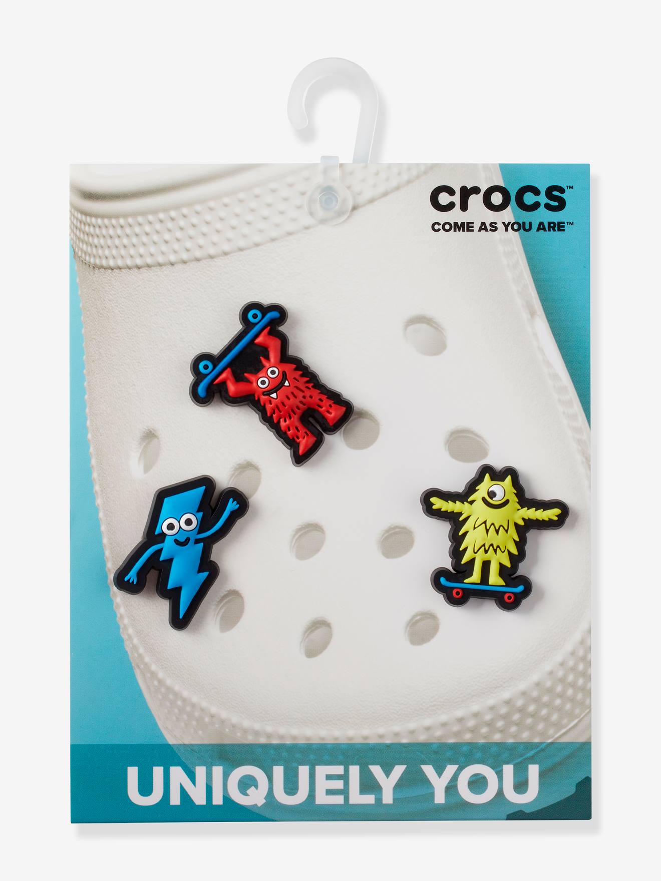 Jibbitz™ Monsters - Pacote com 3 unidades - Decorações CROCS™ Branco Claro Bicolor/Multicoloridas