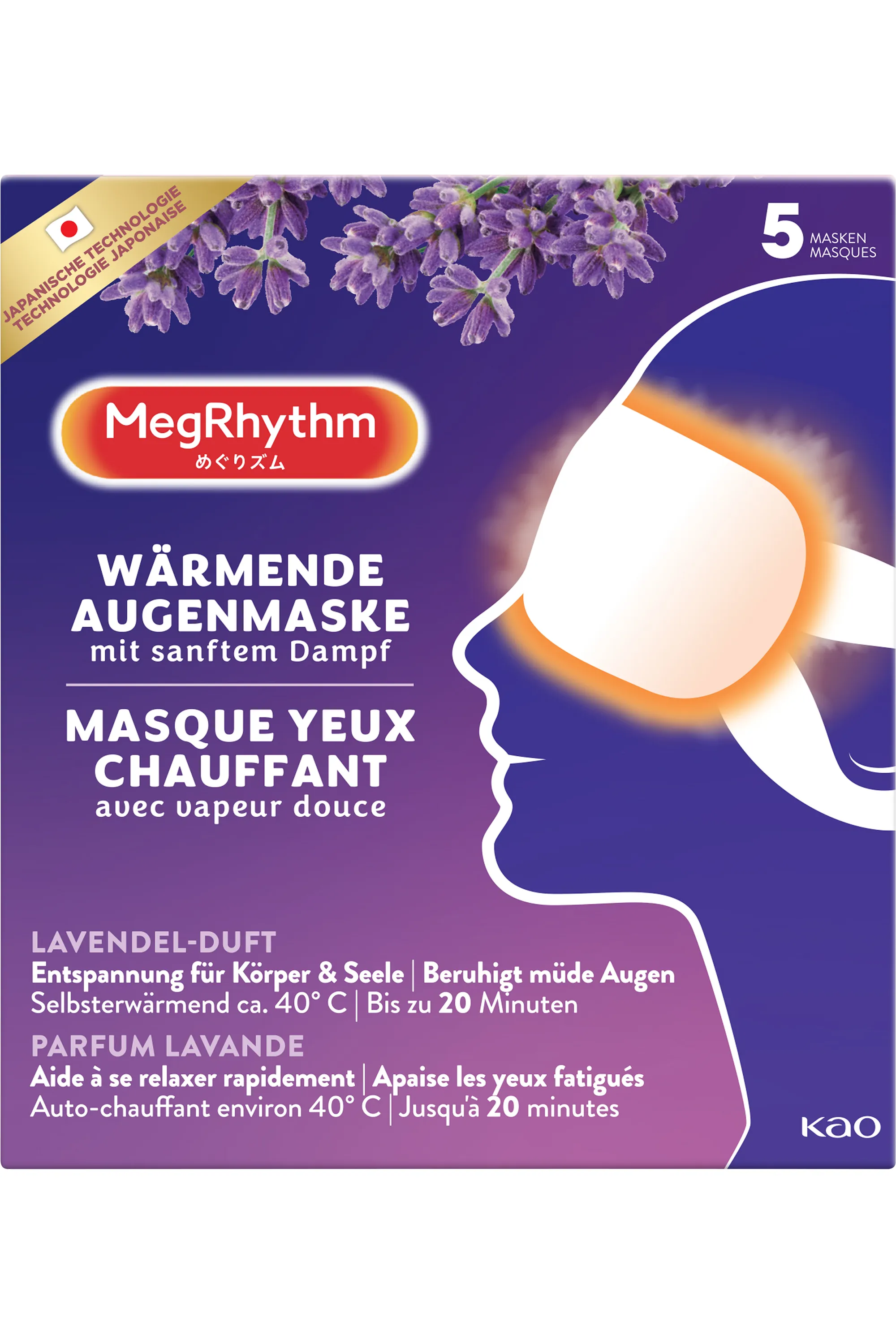 MegRhythm Masque yeux chauffant parfum lavande