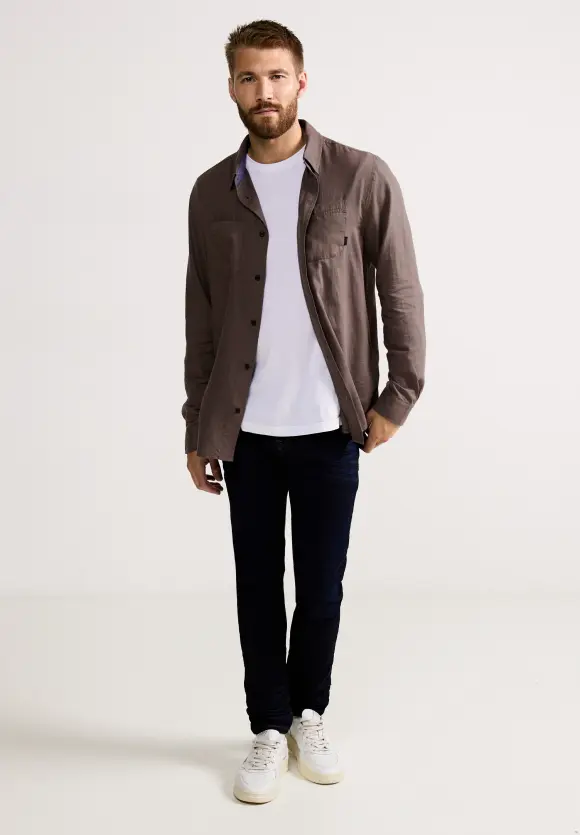 Hemd in Chambrayoptik - dark dull sand