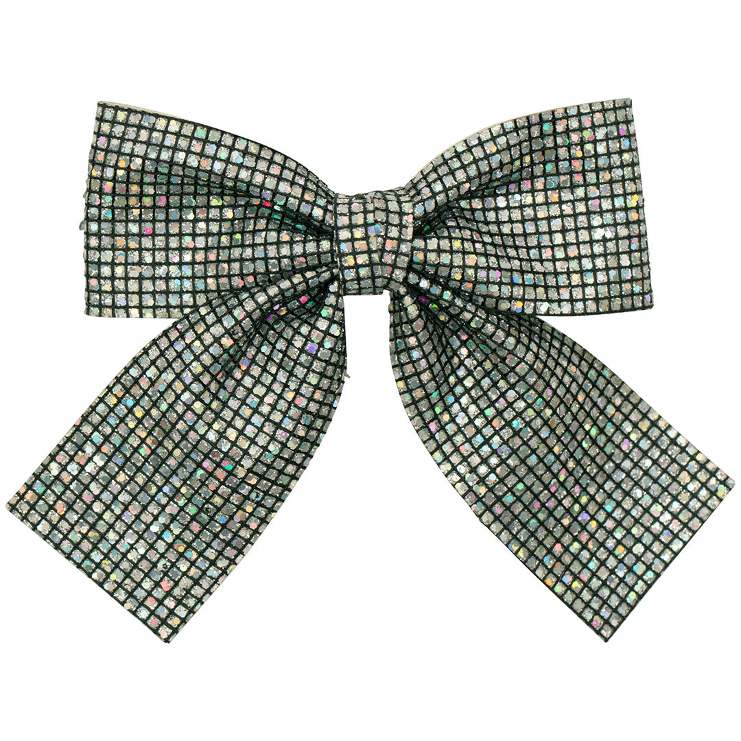 mimi & lula haarclip disco ball oversized bow - silver