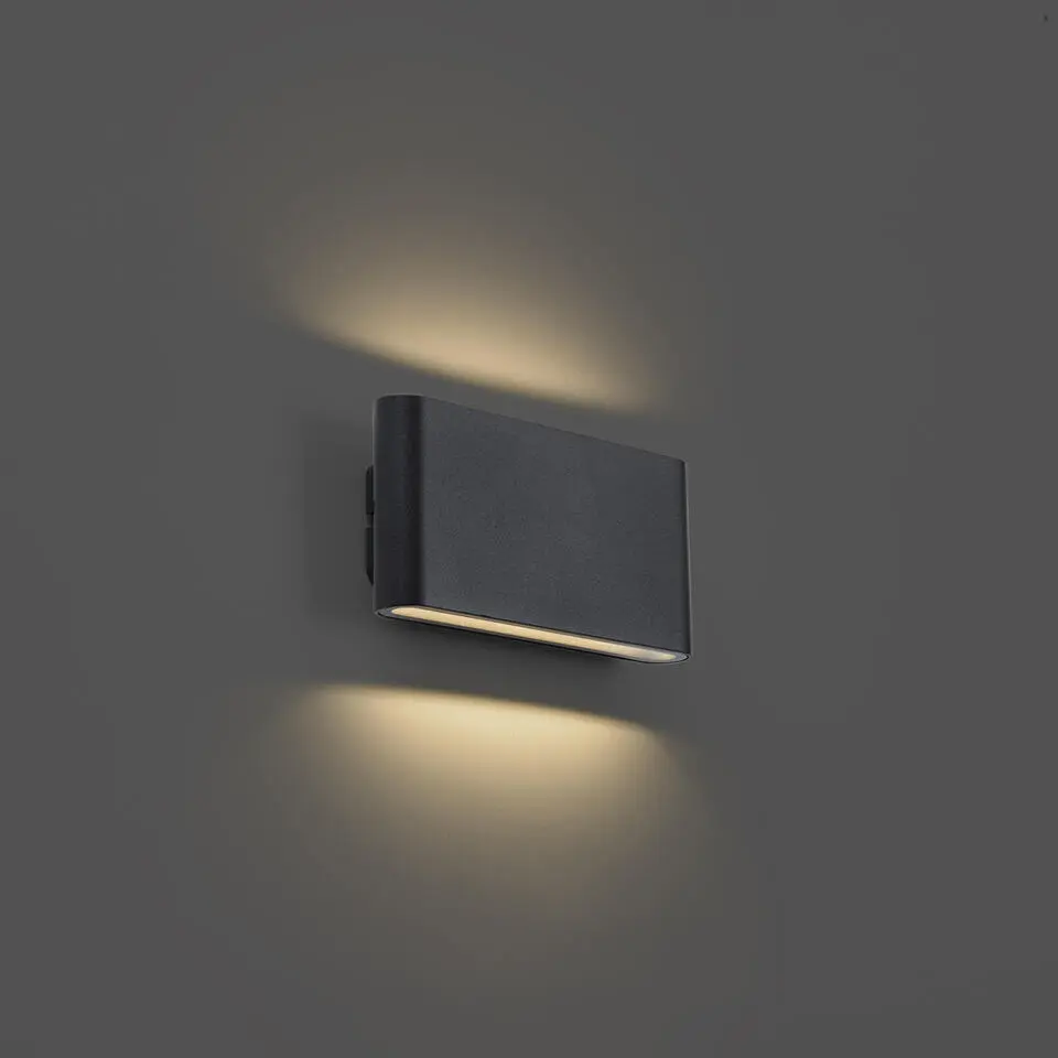 Qazqa wandlampen buiten batt zwart geïntegreerde led