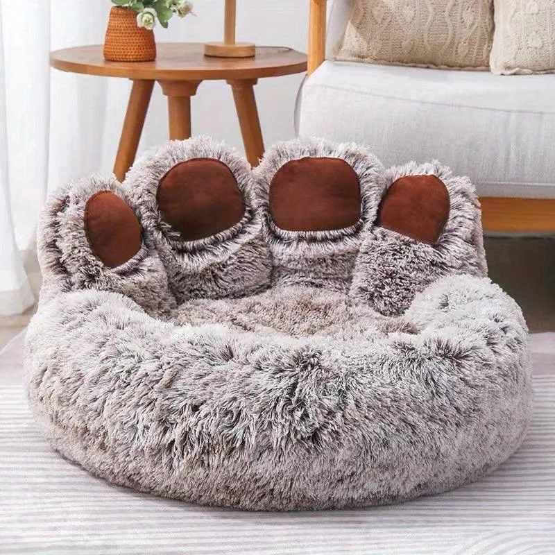 Paw Shape Comfortable Pet Cushion Bed |  Pet-Friendly Cat Dog Soft Fluffy Sofa Furniture