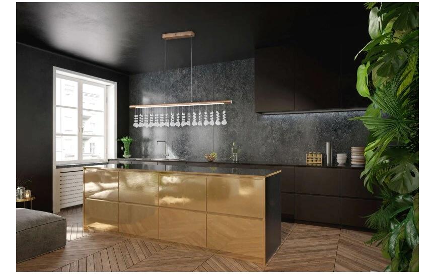 Pendelleuchte LED «Nobilis» - Satin-Nickel<br>Dimmbare Hängeleuchte aus Eisen, Kristall, Aluminium und Kunststoff