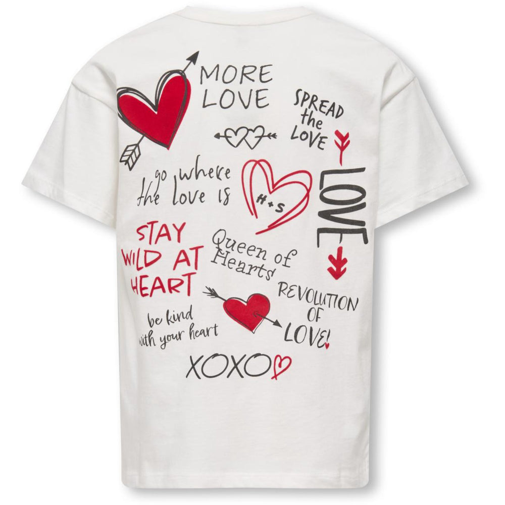 Køb kids ONLY Cloud Dancer Love Kogeros Life S/S Loose Print Top Jrs