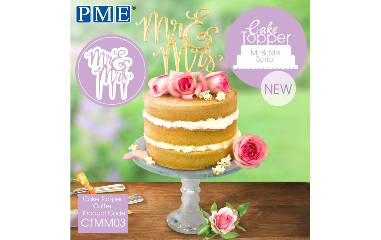 Kuchen-Topper Mr. & Mrs. 1 Stück, WeissAusstecher für Kuchenaufsatz
