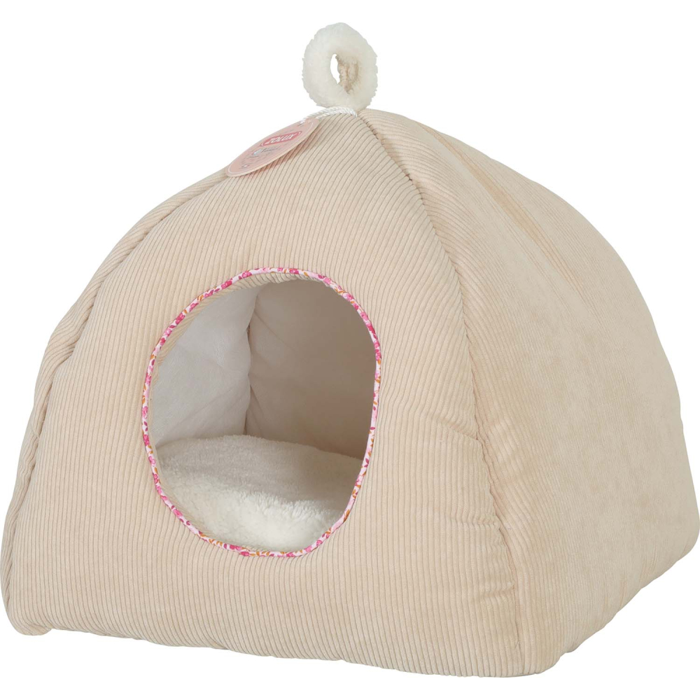 Igloo pour chats en velours côtelé bloom