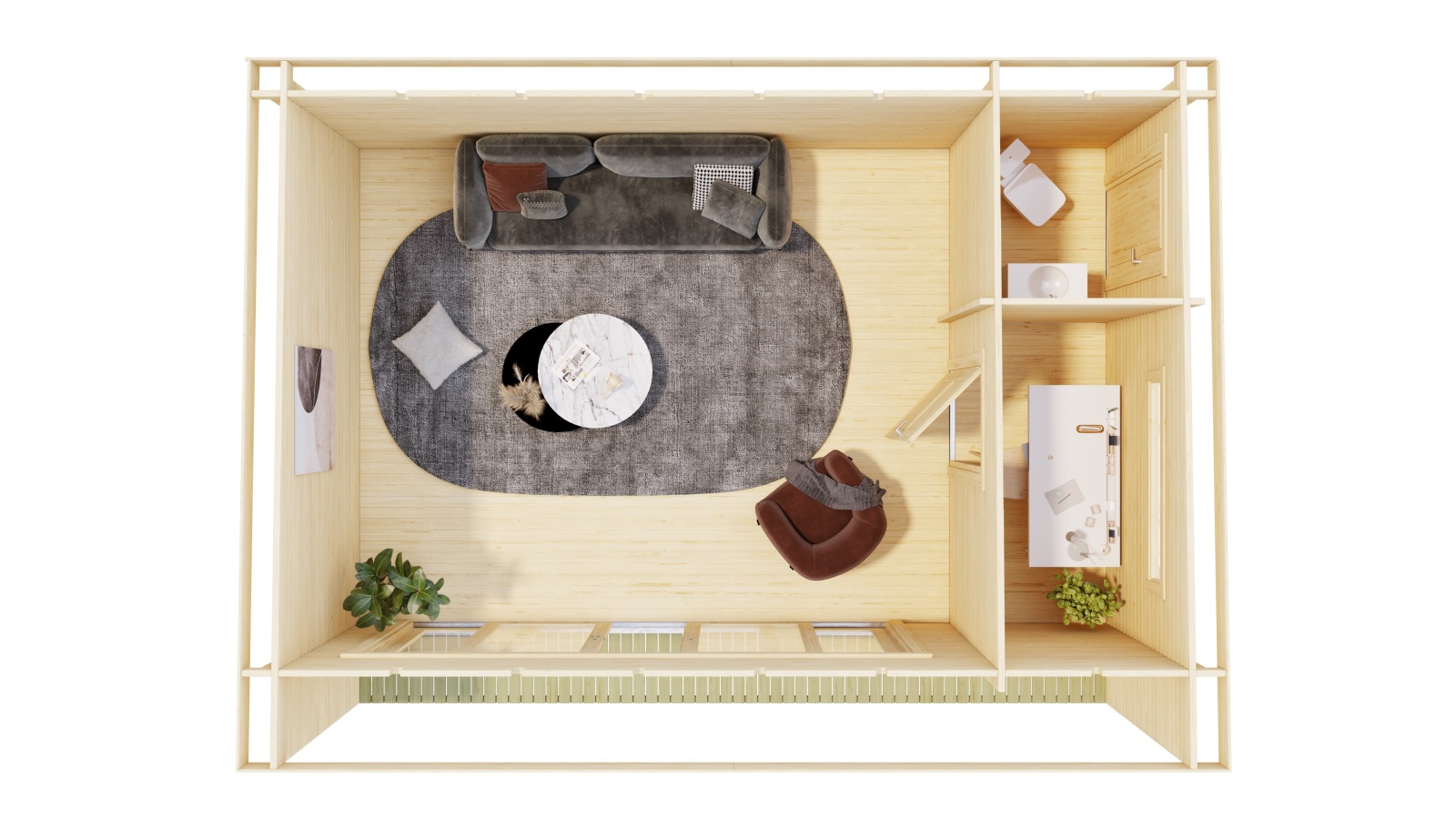 Gartenhaus JAVA - naturbelassen - Fichte massiv - 608x390 cm