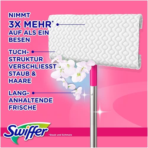 Swiffer Pink Bodenwischer Starter-Set Mit 1 Bodenwischer Sowie 4 Trockenen Und 4 Feuchten Bodentüchern