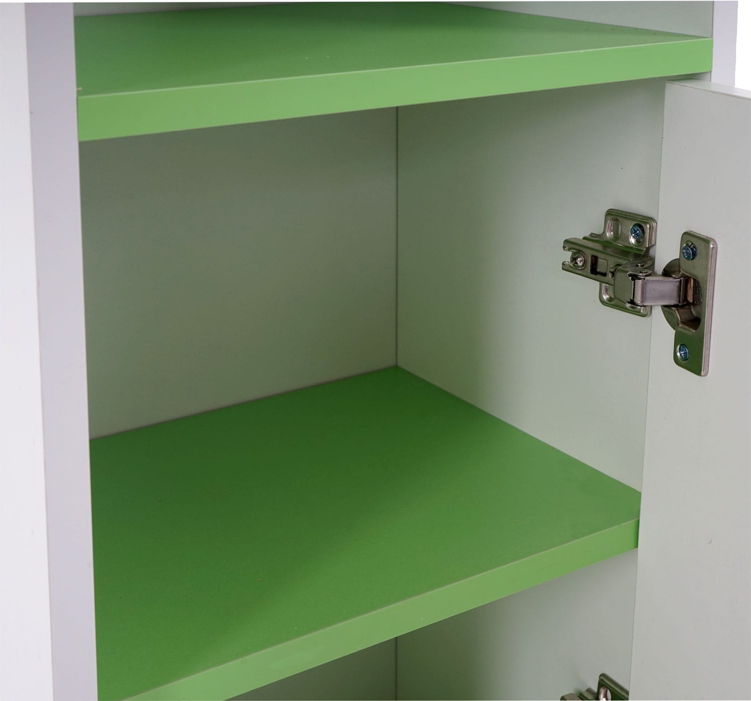 Kommode Lucca, Badezimmerkommode Badschrank, 82x32x28cm weiß, Böden grün