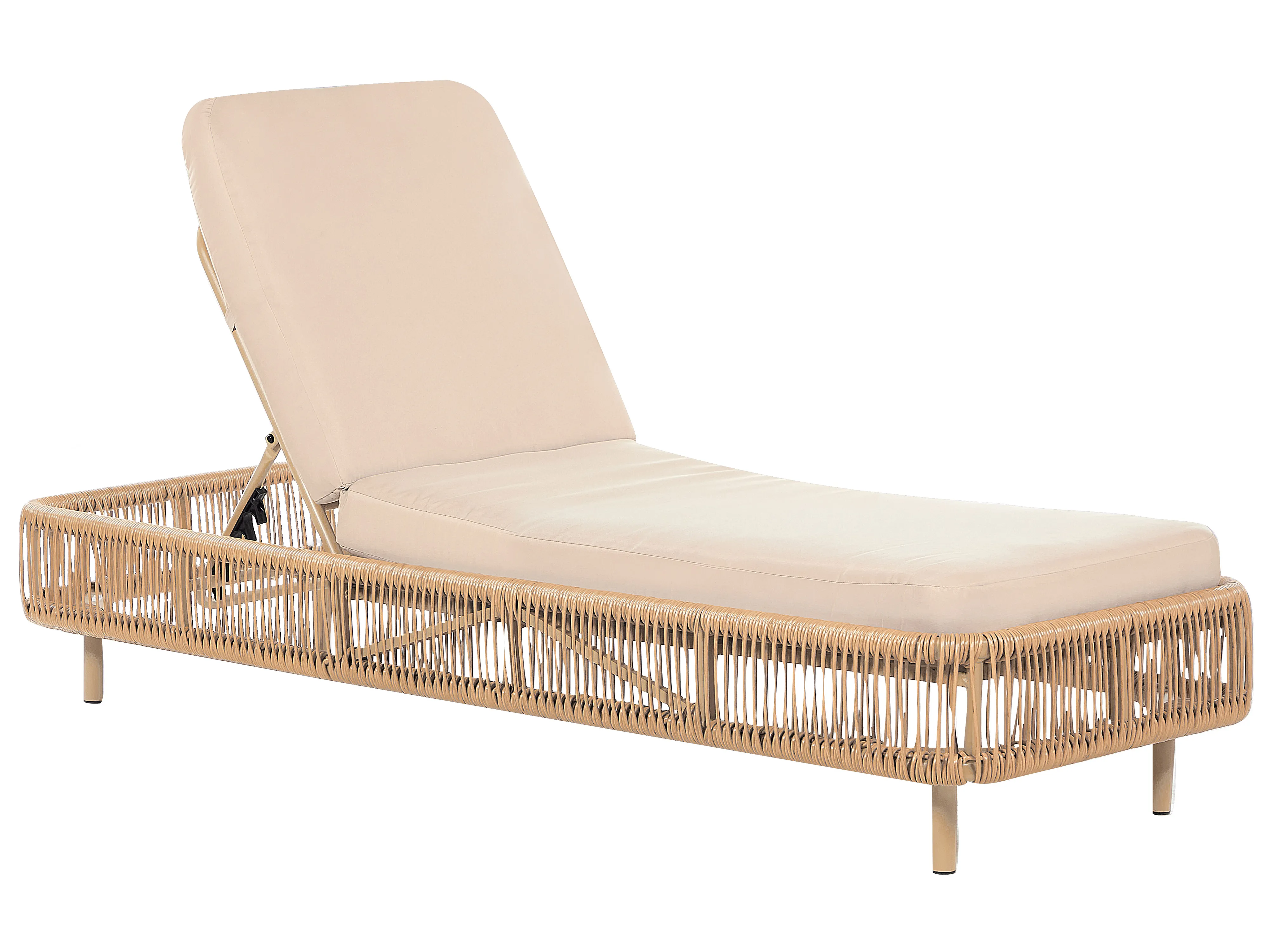 Ligstoel met kussen OSINI achteroververstelbaar PE rotan Beige