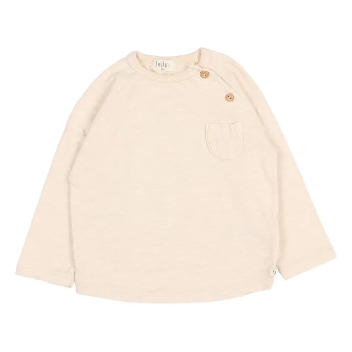 Búho T-Shirt Coton Bio Flammé Poche Bébé | Ecru