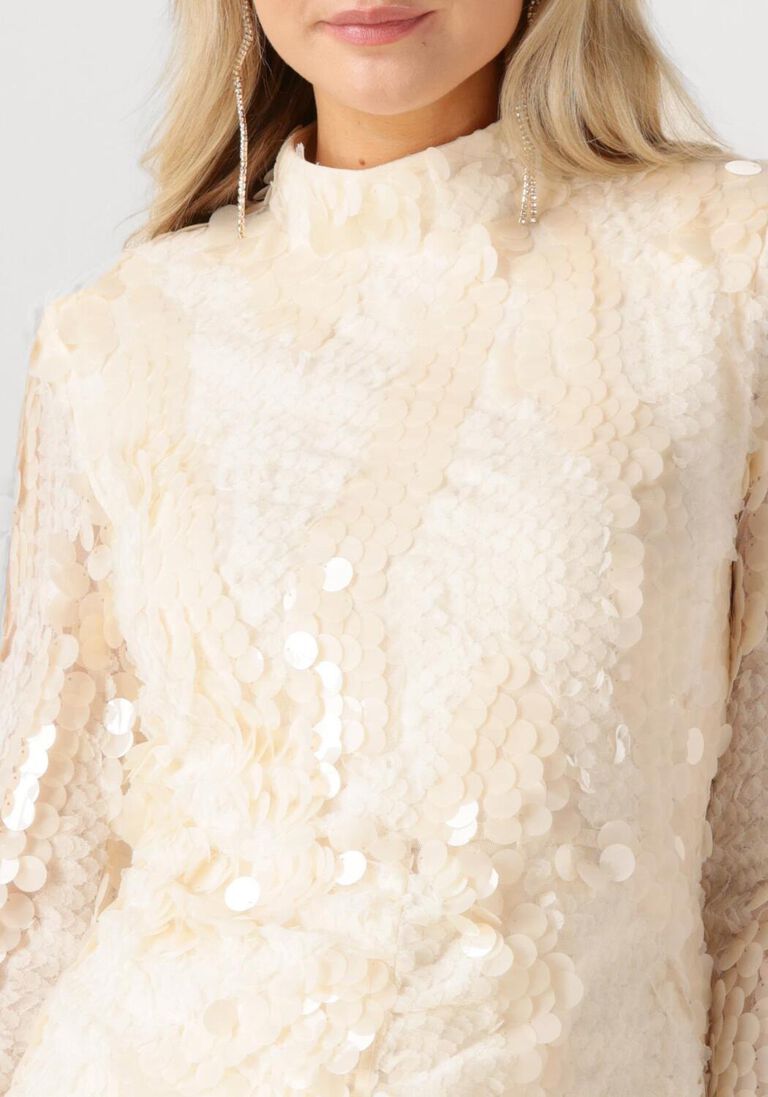 creme second female mini jurk glimmer dress