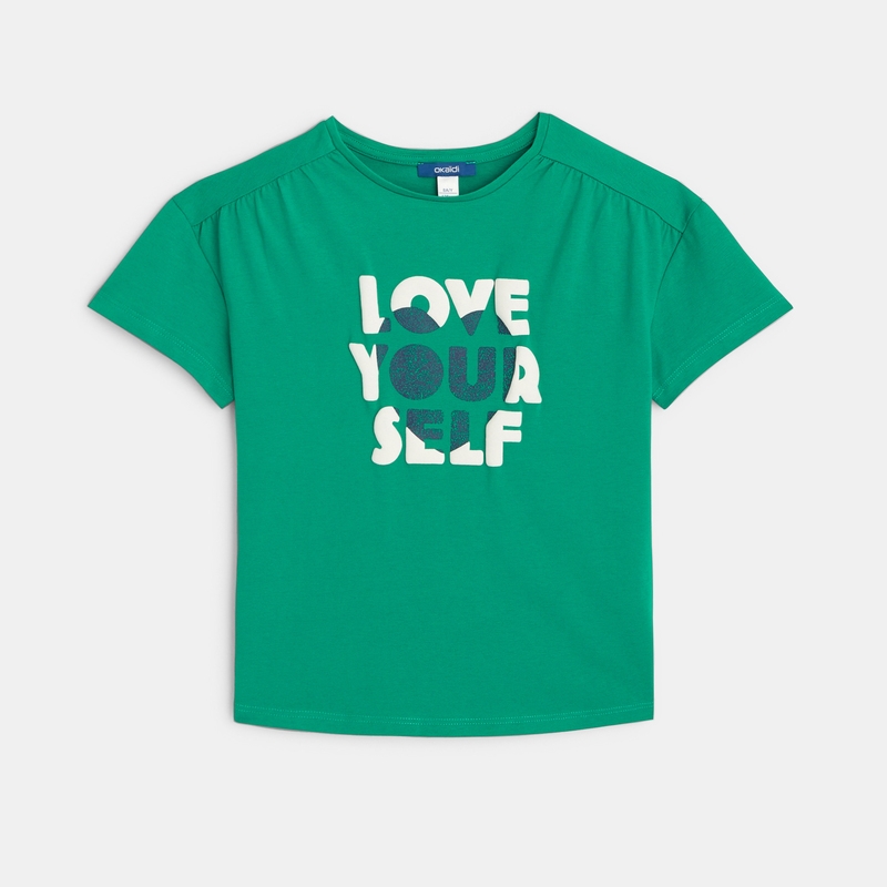 T-shirt message love vert fille