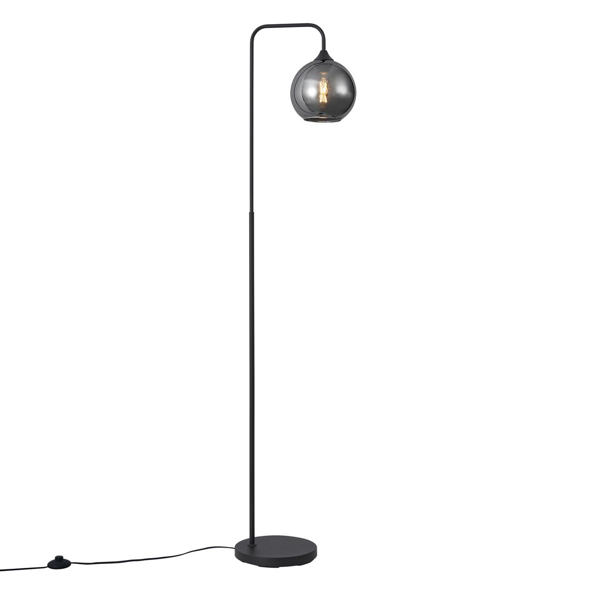 Art Deco vloerlamp zwart met smoke glas - Sandra