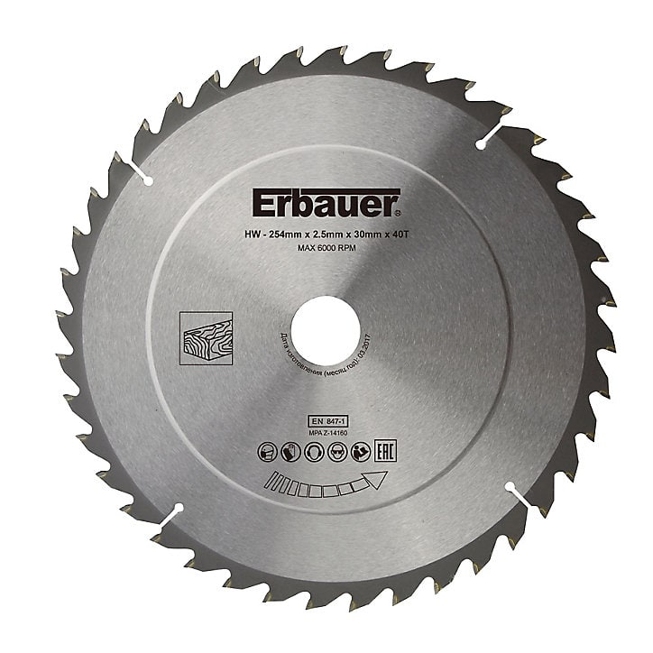Lame scie circulaire TCT Ø254 x30/25/20/16 Moyenne 40 dents