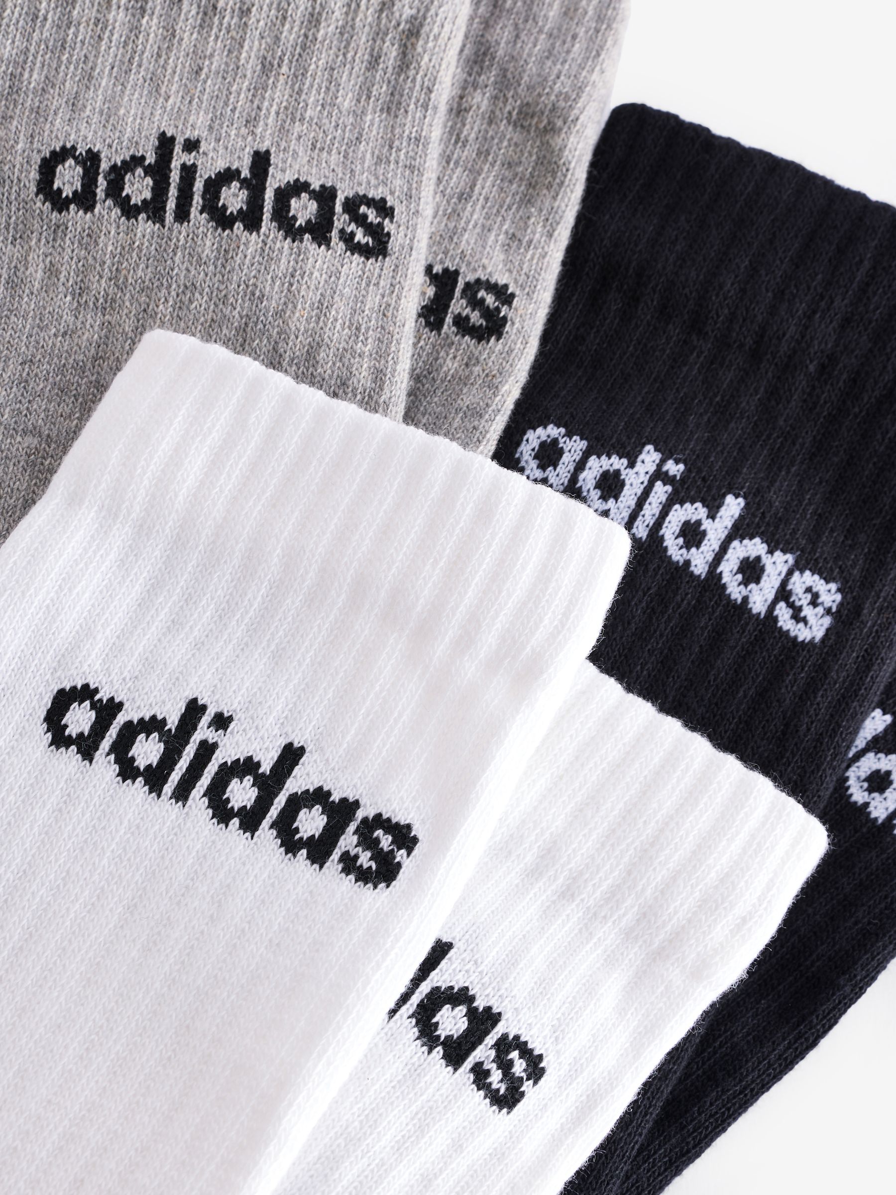 Grijs - adidas Linear verpakking van 3 paar dikke sokken met ronde hals