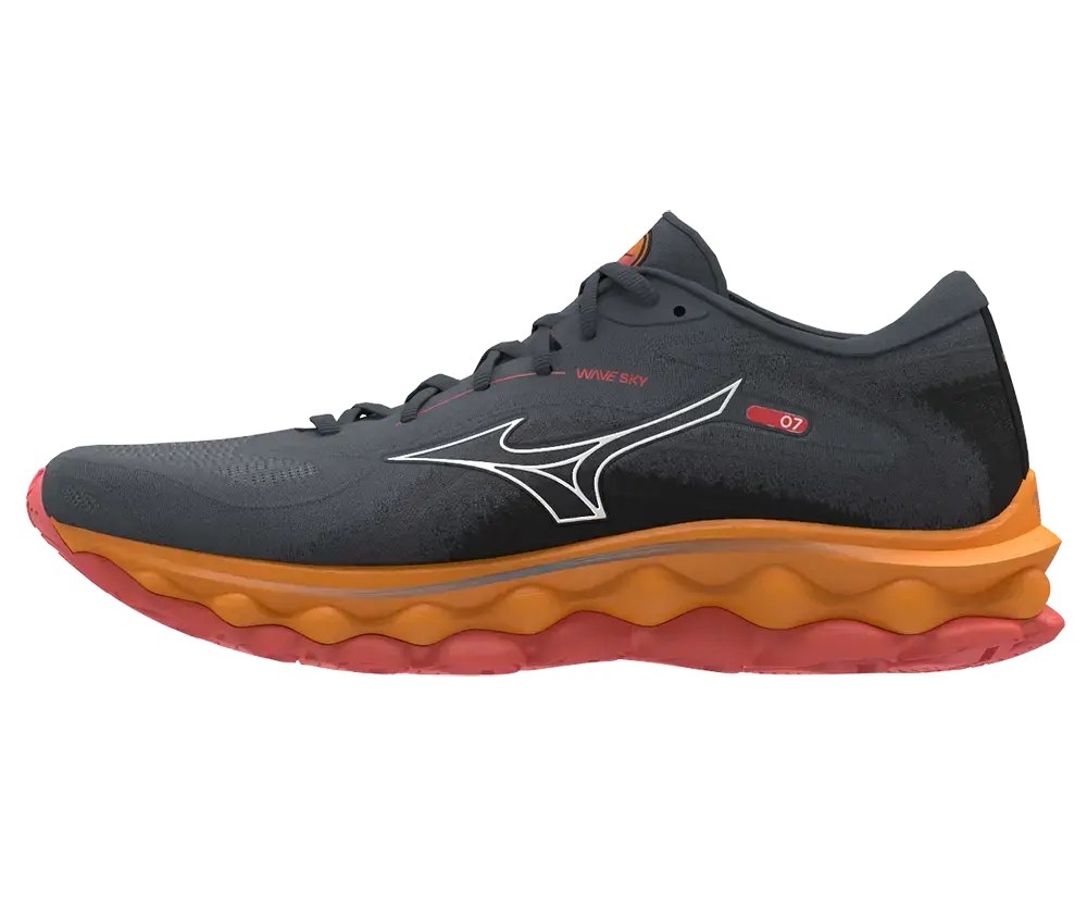 Mizuno Wave Sky 7 Hardloopschoenen Donkergrijs/Oranje/Rood Dames