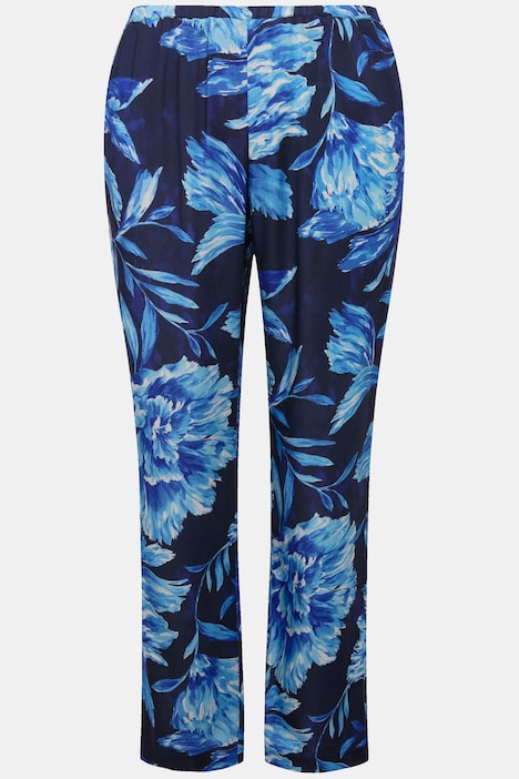 Satinhose, florales Design, gerades Bein, Elastikbund