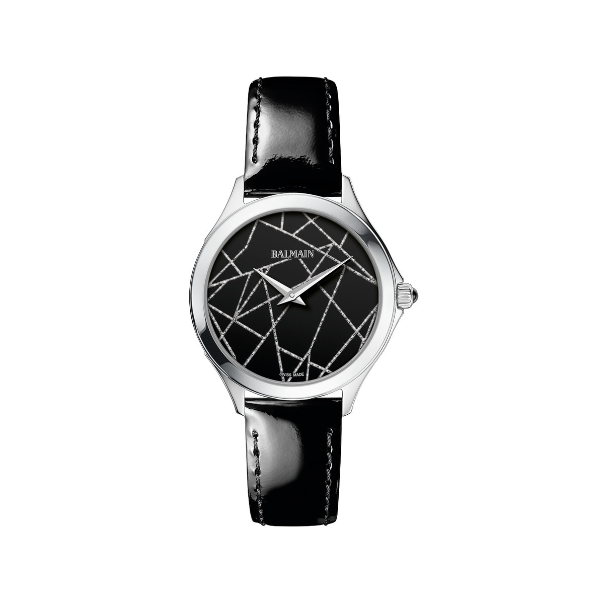Montre Balmain femme acier cuir noir