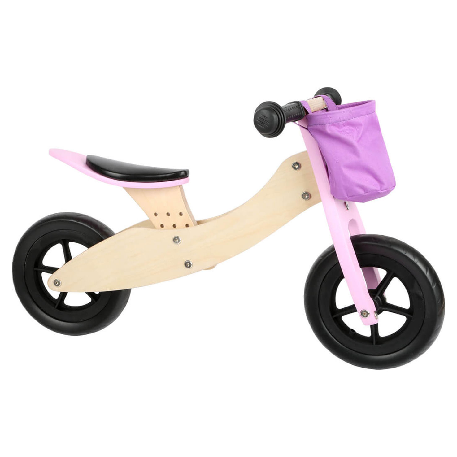 Small Foot-Houten Driewieler en Loopfiets 2in1 Maxi Roze