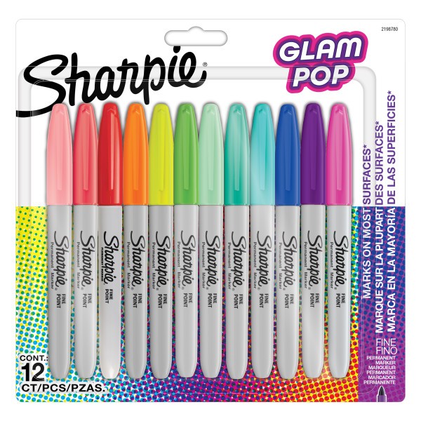 Sharpie - Permanente tuscher Fine Glam Pop 12-blister